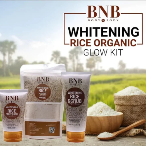 BNB Rice Extract Bright & Glow Kit ( Rice Face Wash + Rice Scrub + Rice Mask )