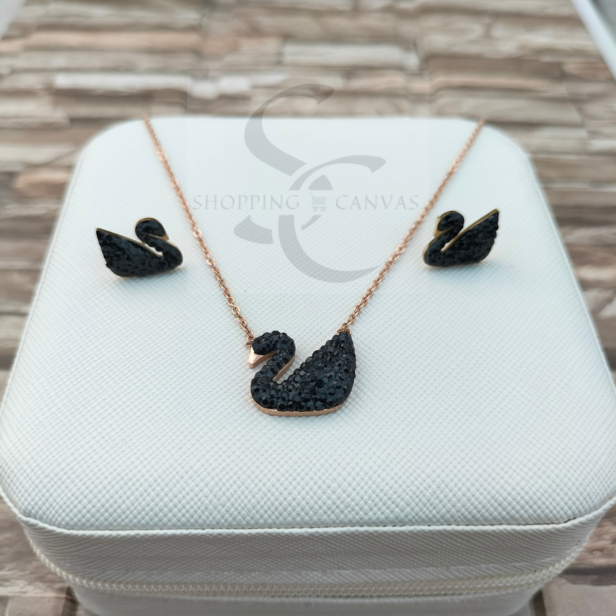 Swarovski Swan Duck Necklace with matching Stud Earrings