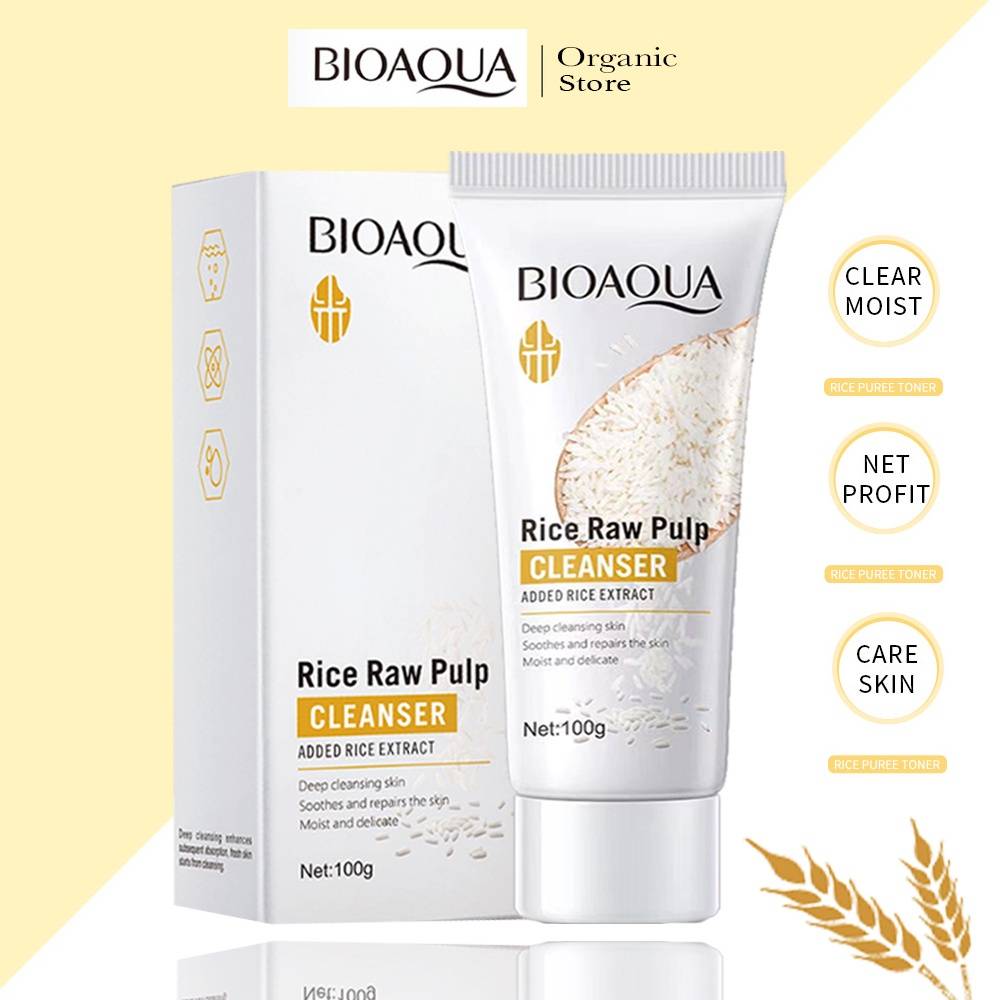 BIOAQUA Rice Raw Pulp Deal of Cream ,Whitening Facial Cleanser ,Essence Serum