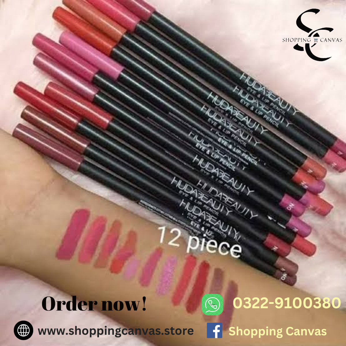 Huda Beality Perfect EYE & LIP Liner Pencil Pack of 12 pcs