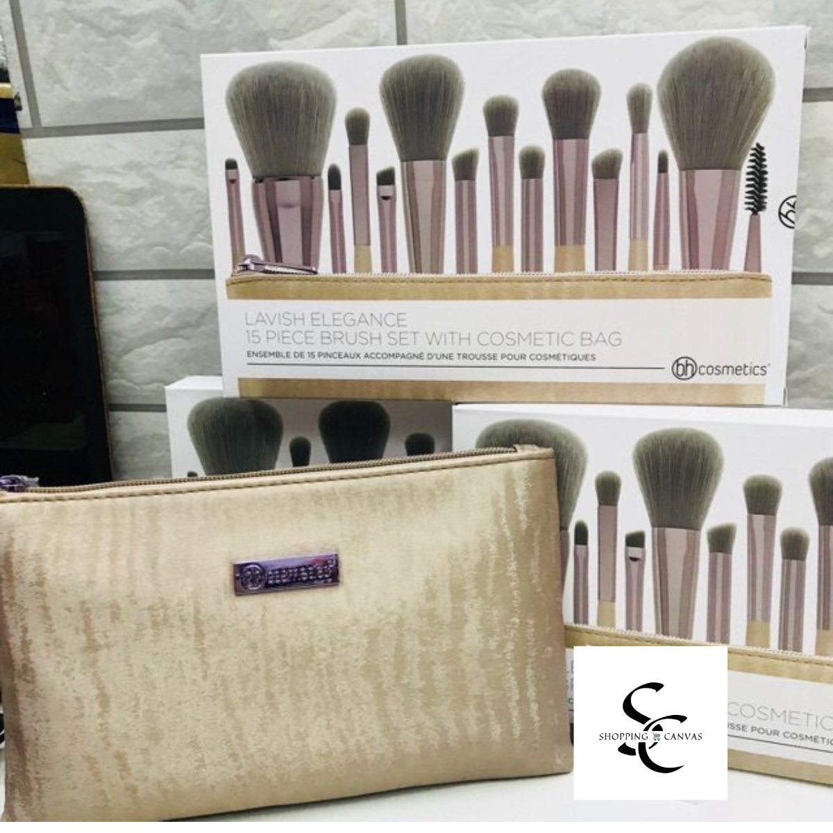 LEVISH ELEGANCE 15 pieces brushes set with cosmetic bag