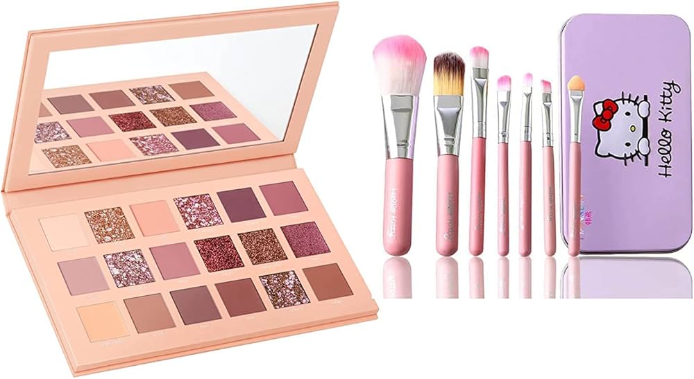 Nude eyeshadow palette & Hello kitty brushes set
