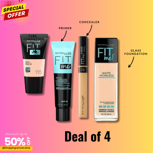 Makeup Combo Deal of 4 Glass Foundation, Primer, Concealer & Tube Foundation